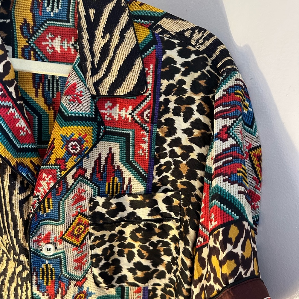 Pierre-Louis Mascia rare silk shirt // leopard tiger stripe cheetah